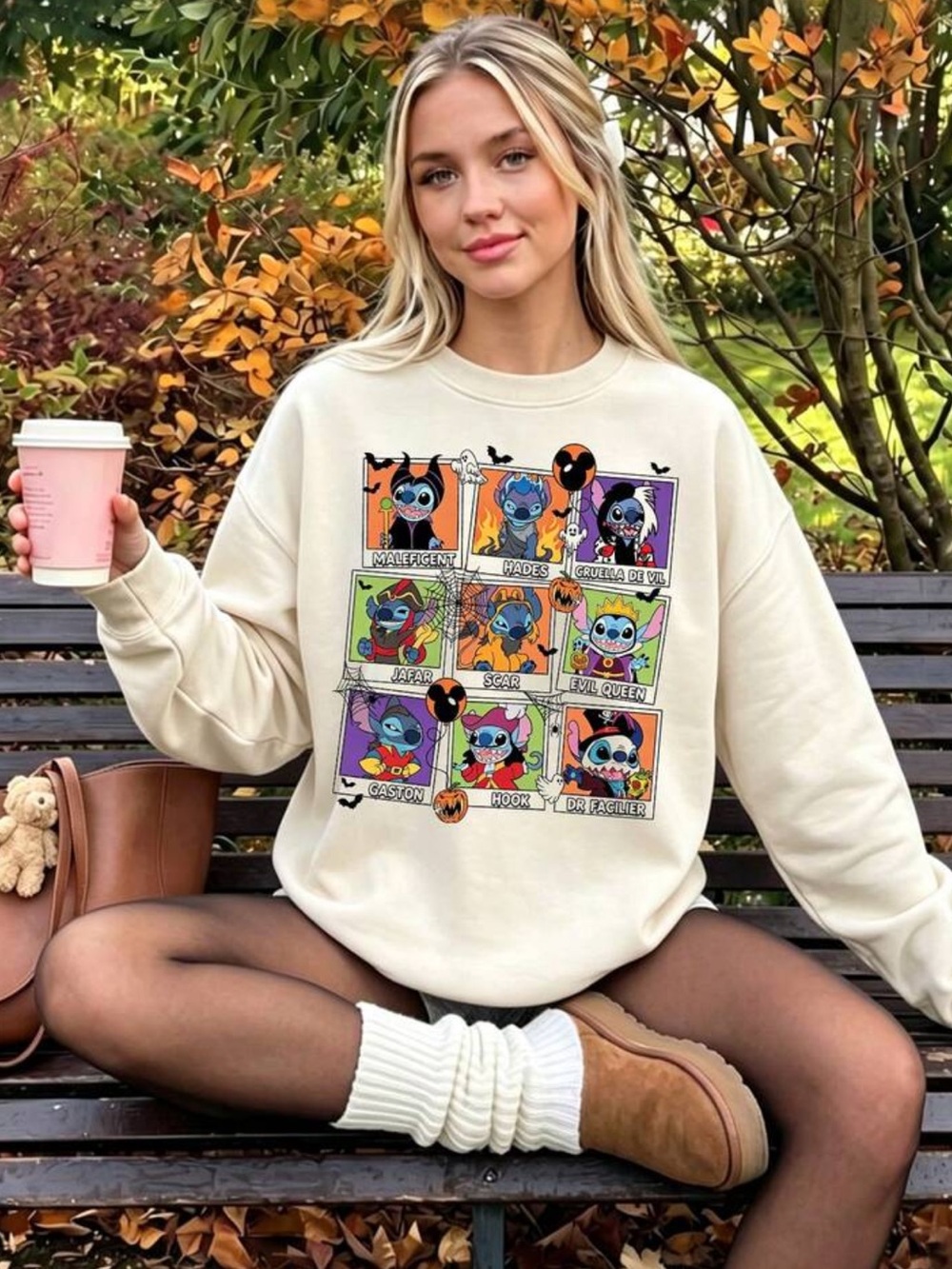 Stitch Disney Villain Halloween Sweatshirt, Women Crewneck Character Fall